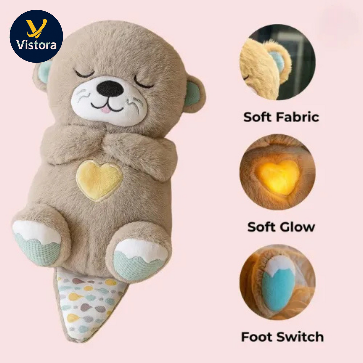 Breathing Teddy Bear with Soothing Music™ – Anxiety Relief Plush Toy for Kids & Adults - Vistora